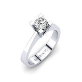 Gabriano Alba 4 tırnaklı tektaş yüzük; GIA-HRD sertifikalı yuvarlak pırlanta ve beyaz altın montürün üstten görünüşü