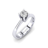 Gabriano Patricia 4 tırnaklı tektaş yüzük; GIA-HRD sertifikalı yuvarlak pırlanta ve beyaz altın montürün üstten görünüşü