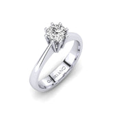 Gabriano Veronica 8 tırnaklı tektaş yüzük; GIA-HRD sertifikalı yuvarlak pırlanta ve beyaz altın montürün üstten görünüşü