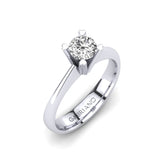 Gabriano Linda 4 tırnaklı tektaş yüzük; GIA-HRD sertifikalı yuvarlak pırlanta ve beyaz altın montürün üstten görünüşü