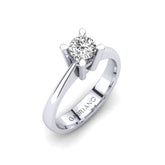 Gabriano Elina 4 tırnaklı tektaş yüzük; GIA-HRD sertifikalı yuvarlak pırlanta ve beyaz altın montürün üstten görünüşü