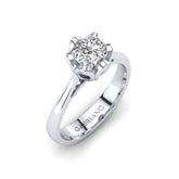 Gabriano Marissa 6 tırnaklı tektaş yüzük; GIA-HRD sertifikalı yuvarlak pırlanta ve beyaz altın montürün üstten görünüşü