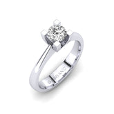 Gabriano Kasey 4 tırnaklı tektaş yüzük; GIA-HRD sertifikalı yuvarlak pırlanta ve beyaz altın montürün üstten görünüşü