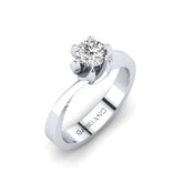 Gabriano Nayeli 6 tırnaklı tektaş yüzük; GIA-HRD sertifikalı yuvarlak pırlanta ve beyaz altın montürün üstten görünüşü