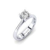 Gabriano Ester 4 tırnaklı tektaş yüzük; GIA-HRD sertifikalı yuvarlak pırlanta ve beyaz altın montürün üstten görünüşü