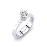 Gabriano Paula 4 tırnaklı tektaş yüzük; GIA-HRD sertifikalı yuvarlak pırlanta ve beyaz altın montürün üstten görünüşü