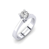 Gabriano Larissa 4 tırnaklı tektaş yüzük; GIA-HRD sertifikalı yuvarlak pırlanta ve beyaz altın montürün üstten görünüşü