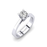 Gabriano Gillian 4 tırnaklı tektaş yüzük; GIA-HRD sertifikalı yuvarlak pırlanta ve beyaz altın montürün üstten görünüşü