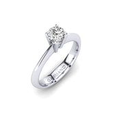 Gabriano Kalina 4 tırnaklı tektaş yüzük; GIA-HRD sertifikalı yuvarlak pırlanta ve beyaz altın montürün üstten görünüşü