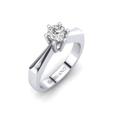 Gabriano Lisa 6 tırnaklı tektaş yüzük; GIA-HRD sertifikalı yuvarlak pırlanta ve beyaz altın montürün üstten görünüşü