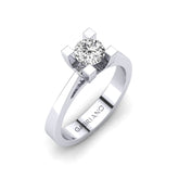 Gabriano Lorena 4 tırnaklı tektaş yüzük; GIA-HRD sertifikalı yuvarlak pırlanta ve beyaz altın montürün üstten görünüşü