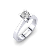 Gabriano Amy 4 tırnaklı tektaş yüzük; GIA-HRD sertifikalı yuvarlak pırlanta ve beyaz altın montürün üstten görünüşü