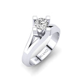 Gabriano Luna 4 tırnaklı tektaş yüzük; GIA-HRD sertifikalı yuvarlak pırlanta ve beyaz altın montürün üstten görünüşü