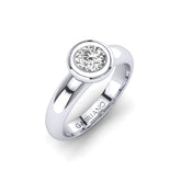 Gabriano Libera tektaş yüzük; GIA-HRD sertifikalı yuvarlak pırlanta ve beyaz altın montürün üstten görünüşü