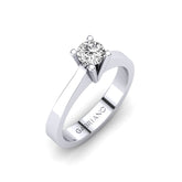 Gabriano Kelly 4 tırnaklı tektaş yüzük; GIA-HRD sertifikalı yuvarlak pırlanta ve beyaz altın montürün üstten görünüşü