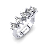 Gabriano Alba beştaş yüzük; GIA-HRD sertifikalı yuvarlak pırlanta ve beyaz altın montürün üstten görünüşü