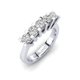 Gabriano Jasmine beştaş yüzük; GIA-HRD sertifikalı yuvarlak pırlanta ve beyaz altın montürün üstten görünüşü