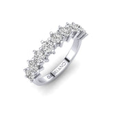 Gabriano Fiorella Yarımtur Yüzük; GIA-HRD sertifikalı yuvarlak pırlanta ve beyaz altın montürün üstten görünüşü