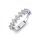 Gabriano Larissa Yarımtur Yüzük; GIA-HRD sertifikalı yuvarlak pırlanta ve beyaz altın montürün üstten görünüşü