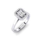 Gabriano Jasmin baget yüzük; yuvarlak ve baget pırlanta, beyaz altın montürün üstten görünüşü