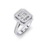 Gabriano Sandy baget yüzük; yuvarlak ve baget pırlanta, beyaz altın montürün üstten görünüşü