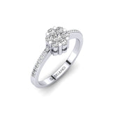 Gabriano Elsa tektaş efektli yüzük; yuvarlak pırlanta ve beyaz altın montürün üstten görünüşü