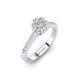 Gabriano Andrea tektaş efektli yüzük; yuvarlak pırlanta ve beyaz altın montürün üstten görünüşü