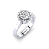 Gabriano Mellonia tektaş efektli yüzük; yuvarlak pırlanta ve beyaz altın montürün üstten görünüşü