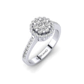 Gabriano Ferentina tektaş efektli yüzük; yuvarlak pırlanta ve beyaz altın montürün üstten görünüşü