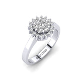 Gabriano Nemesis tektaş efektli yüzük; yuvarlak pırlanta ve beyaz altın montürün üstten görünüşü