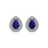 Gabriano Rosa Beyaz Altın Pırlantalı Safir Taşlı Küpe Görseli