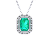 Gabriano Amanda 4 tırnaklı emerald kesim zümrüt kolye; yuvarlak pırlanta ve beyaz altın kolye görseli