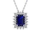 Gabriano Julieth 4 tırnaklı emerald kesim safir kolye; yuvarlak pırlanta ve beyaz altın kolye görseli