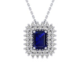 Gabriano Emilia 4 tırnaklı emerald kesim safir kolye; yuvarlak pırlanta ve beyaz altın kolye görseli