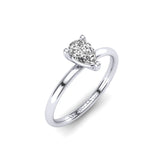 Gabriano Jenny 3 tırnaklı tektaş yüzük; GIA-HRD sertifikalı damla pırlanta ve beyaz altın montürün üstten görünüşü