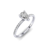 Gabriano Narella 3 tırnaklı tektaş yüzük; GIA-HRD sertifikalı damla pırlanta ve beyaz altın montürün üstten görünüşü