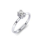 Gabriano Kaleidos 8 tırnaklı tektaş yüzük; GIA-HRD sertifikalı radiant pırlanta ve beyaz altın montürün üstten görünüşü