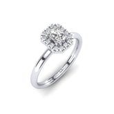 Gabriano Valente 8 tırnaklı tektaş yüzük; GIA-HRD sertifikalı radiant pırlanta ve beyaz altın montürün üstten görünüşü