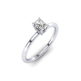 Gabriano Serenith 4 tırnaklı tektaş yüzük; GIA-HRD sertifikalı radiant pırlanta ve beyaz altın montürün üstten görünüşü