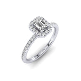 Gabriano Nathalie 4 tırnaklı tektaş yüzük; GIA-HRD sertifikalı emerald pırlanta ve beyaz altın montürün üstten görünüşü