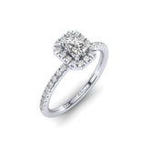 Gabriano Ventura 4 tırnaklı tektaş yüzük; GIA-HRD sertifikalı radiant pırlanta ve beyaz altın montürün üstten görünüşü