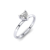 Gabriano Ophelia 3 tırnaklı tektaş yüzük; GIA-HRD sertifikalı kalp pırlanta ve beyaz altın montürün üstten görünüşü