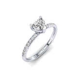 Gabriano Nancy 3 tırnaklı tektaş yüzük; GIA-HRD sertifikalı kalp pırlanta ve beyaz altın montürün üstten görünüşü