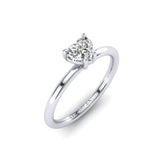 Gabriano Meliora 4 tırnaklı tektaş yüzük; GIA-HRD sertifikalı kalp pırlanta ve beyaz altın montürün üstten görünüşü