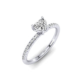 Gabriano Valentina 4 tırnaklı tektaş yüzük; GIA-HRD sertifikalı kalp pırlanta ve beyaz altın montürün üstten görünüşü