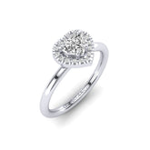 Gabriano Fantasia 4 tırnaklı tektaş yüzük; GIA-HRD sertifikalı kalp pırlanta ve beyaz altın montürün üstten görünüşü