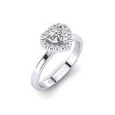 Gabriano Jovana 3 tırnaklı tektaş yüzük; GIA-HRD sertifikalı kalp pırlanta ve beyaz altın montürün üstten görünüşü