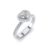 Gabriano Morwen 3 tırnaklı tektaş yüzük; GIA-HRD sertifikalı kalp pırlanta ve beyaz altın montürün üstten görünüşü