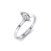 Gabriano Alara 4 tırnaklı tektaş yüzük; GIA-HRD sertifikalı markiz pırlanta ve beyaz altın montürün üstten görünüşü