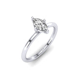 Gabriano Carna 4 tırnaklı tektaş yüzük; GIA-HRD sertifikalı markiz pırlanta ve beyaz altın montürün üstten görünüşü